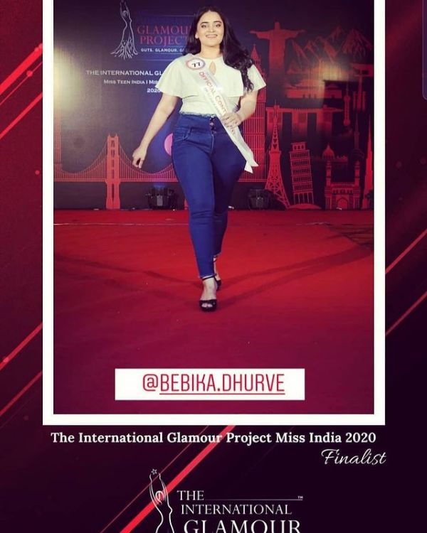 Bebika Dhurve while walking the ramp at The International Glamour Project Miss India 2020