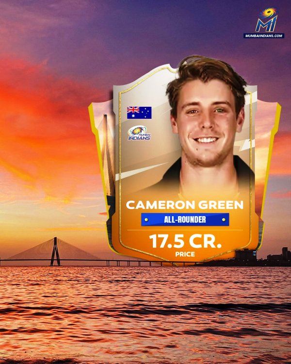 Cameron Green featuring in the auction of TATA IPL