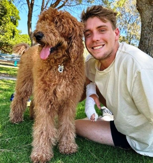 Cameron Green with his dog