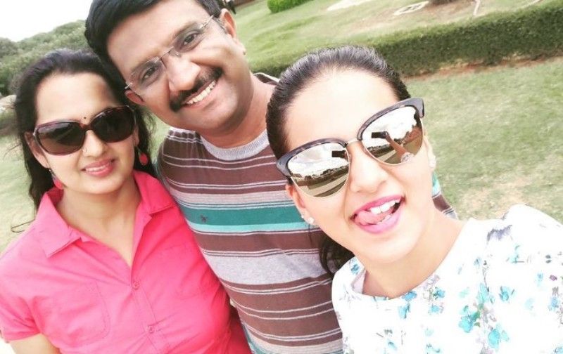 Chaithra Rao with her sister, Divya Prasad and brother-in-law