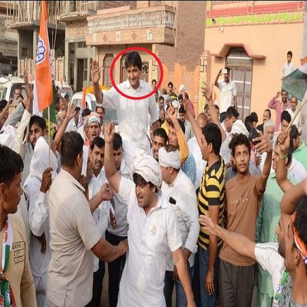 Deepender Singh Hooda campaigning during the 2019 Lok Sabha election