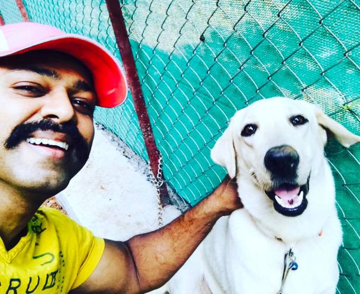 Devdatta Nage with his pet dog, Nora