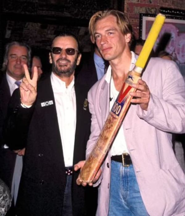 Julian Sands and Ringo Starr pictured after a charity cricket match