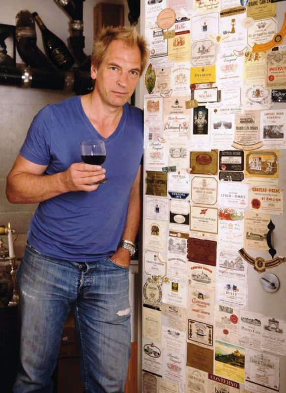 Julian Sands enjoying a glass of wine