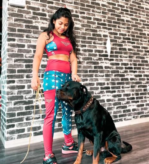 Lekha Jambaulikar and her pet dog