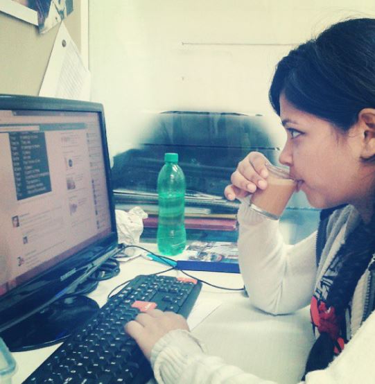 Lekha Jambualikar working in her office