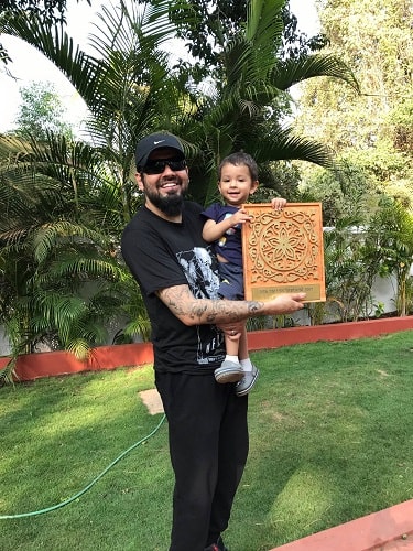 Lokesh Verma with his son