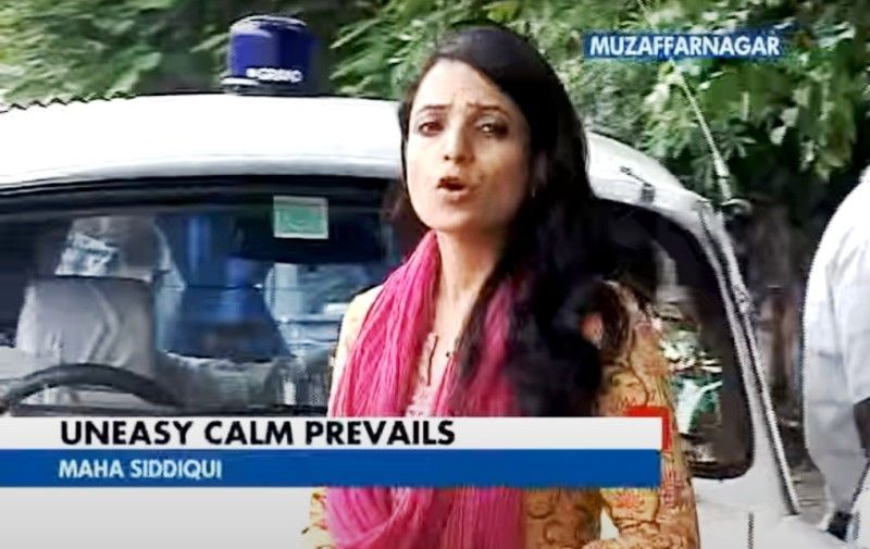 Maha Siddiqui in a still while reporting on the riots in Muzaffarnagar