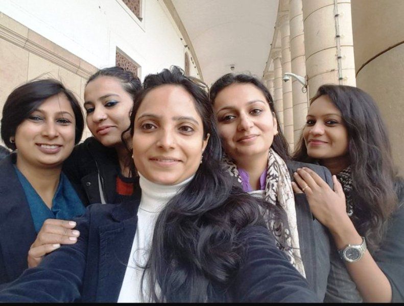 Maha Siddiqui with her colleagues at DD News