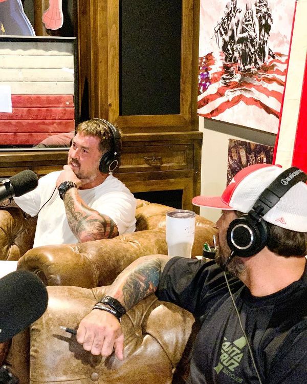 Marcus with Morgan during a podcast
