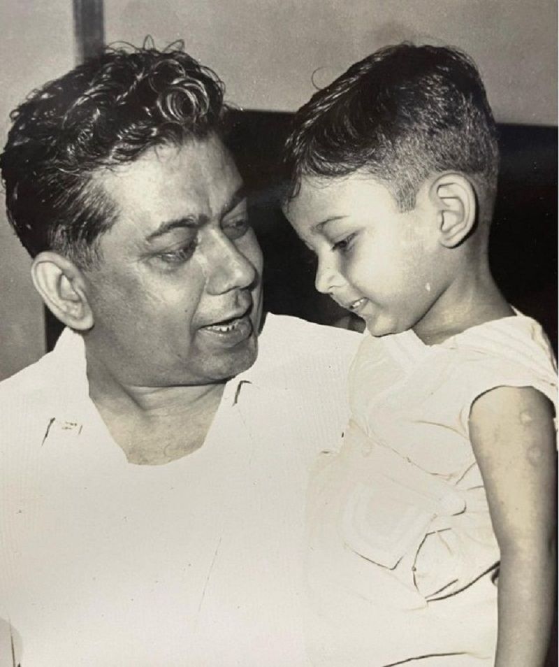 Milind Chitragupth as a child with his father