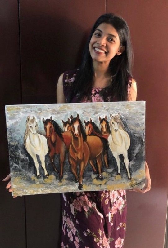 Nabha Gaddamwar with her painting