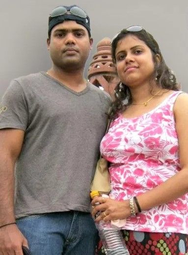 Nitin Menon with his wife, Sangeeta