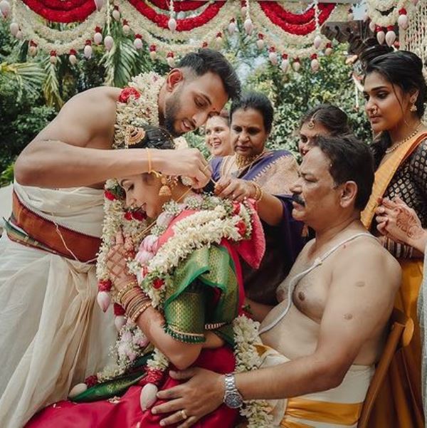 Rachana Krishna with her father during her wedding ceremony