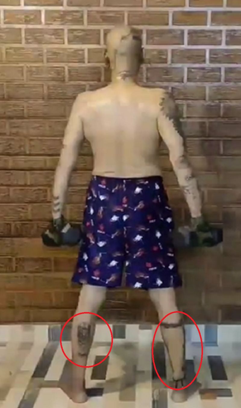 Rakesh Master's tattoo on legs