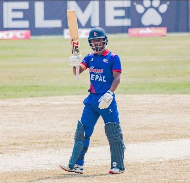 Rohit Paudel during an international match for Nepal