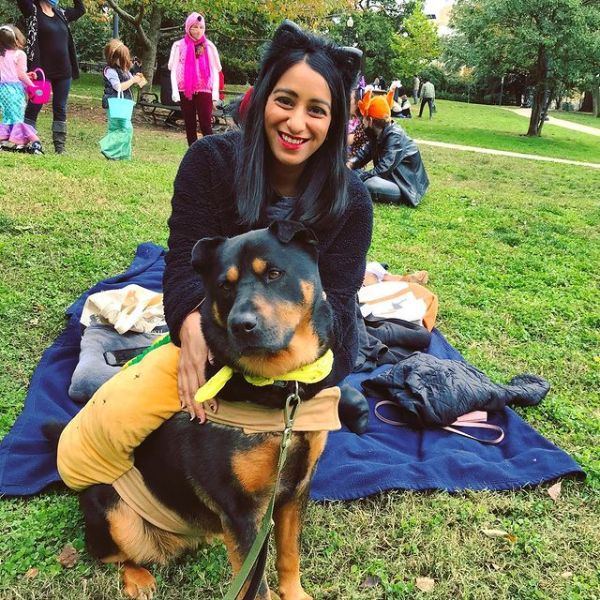 Sabrina Siddiqui with a dog