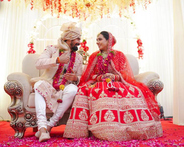 Seema Chahal with Kabir Duhan on their wedding day