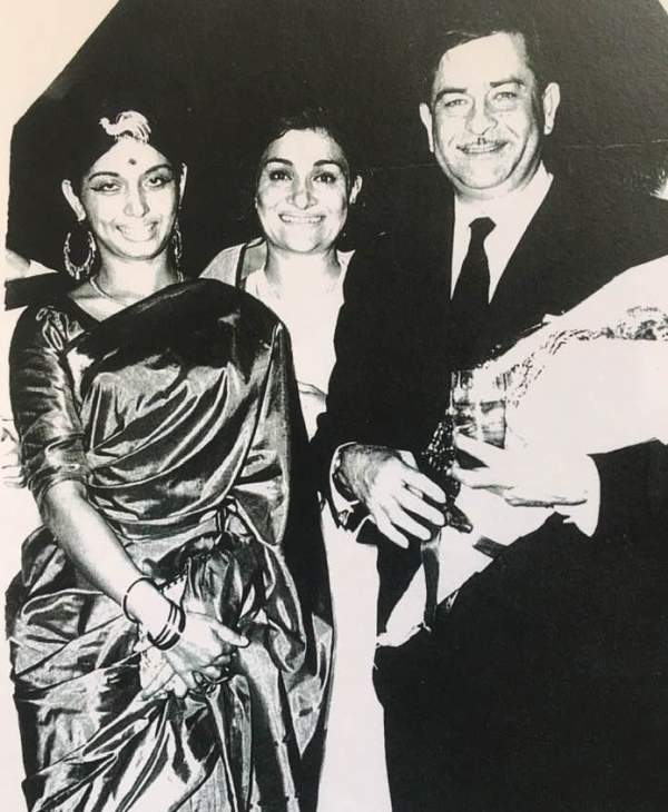 Sharda Rajan Iyengar (left) with Raj Kapoor (right)