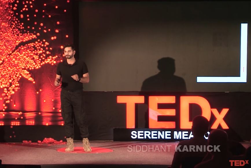 Siddhant Karnick at TEDxSereneMeadows event in 2019