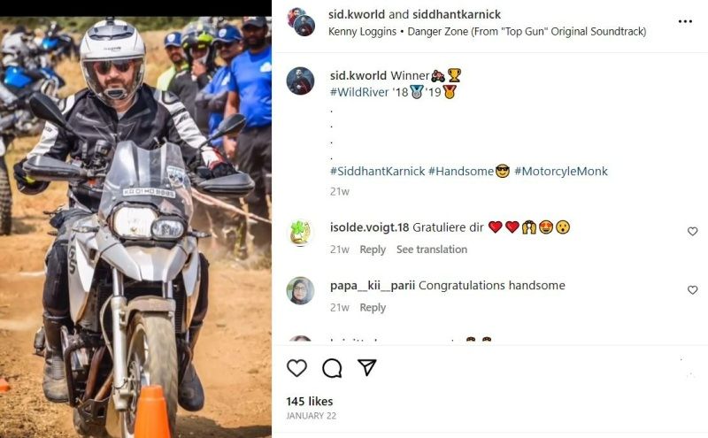 Siddhant Karnick's Instagram post about winning the Wild River competition in 2018