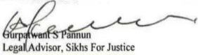 Signature of Gurpatwant Singh Pannun
