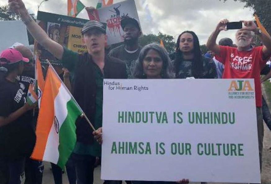 Sunita Viswanath during a protest in the US