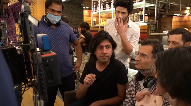 Tanveer Bookwala (in black t-shirt) on the sets of a web series