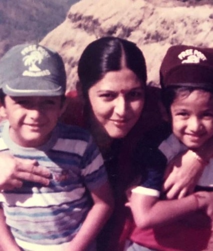 Vatsal Sheth's (left) childhood picture with his mother and brother