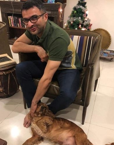 Vivek Mashru with a dog