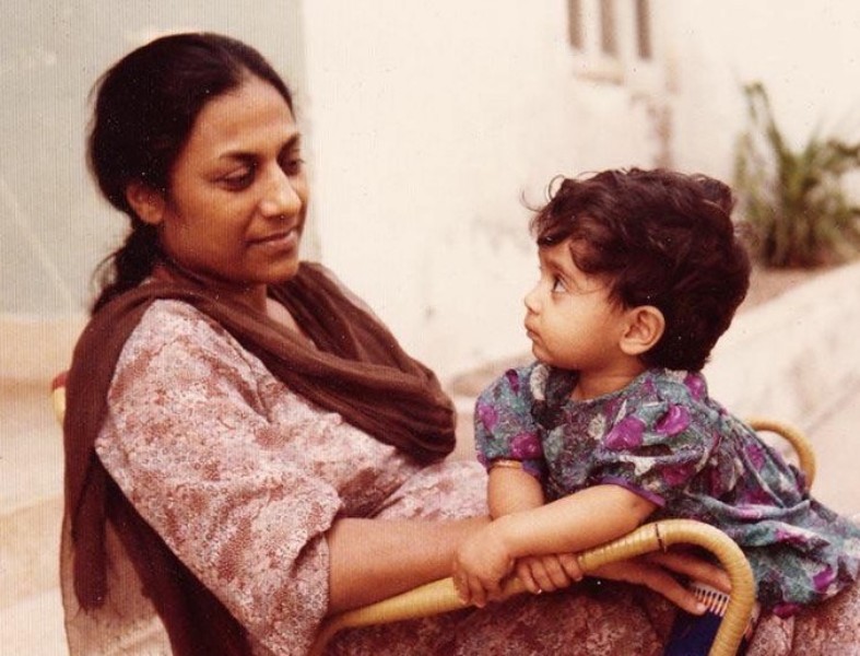 A childhood photograph of Zulfiqar Jabbar Khan with his mother
