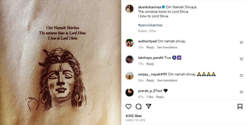 A post uploaded on Lord Shiva by Akanksha Sharma on Instagram