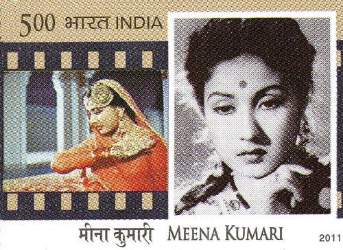 A postal stamp in memory of Meena Kumari