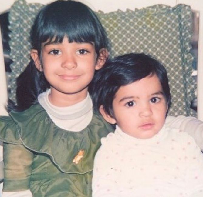 A young Preeti Desai with her younger sister Anjlee