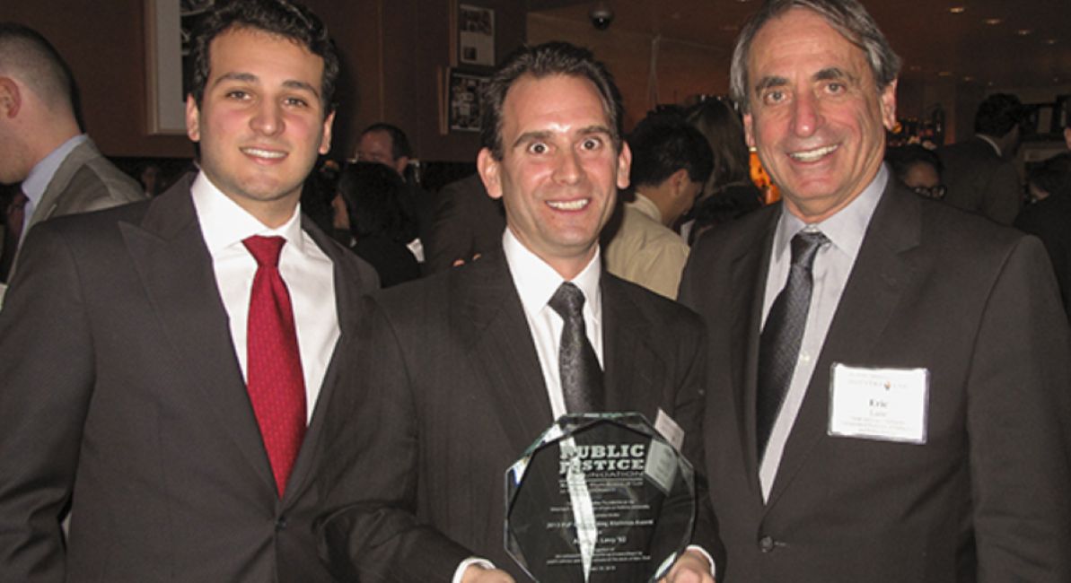 Adam Levy with the 2013 Public Justice Foundation 'Outstanding Alumnus' Award