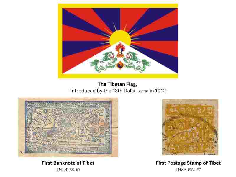 Flag of Tibet, the first Banknote and postage stamp of Tibet