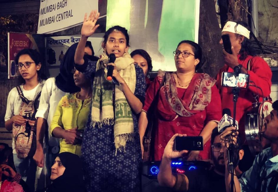 Aishe Ghosh leading a protest
