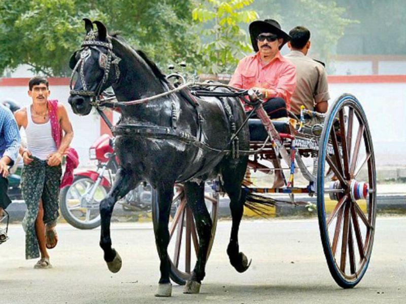 Anant Singh on his horse-buggy riding to Assembly premises in Bihar