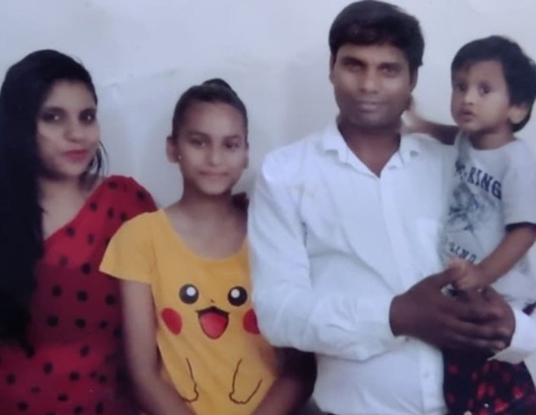 Anju with her husband, Arvind, and her children