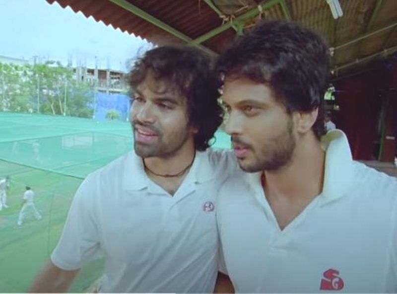 Ashwin Babu (left) in a still from the film 'Genius'