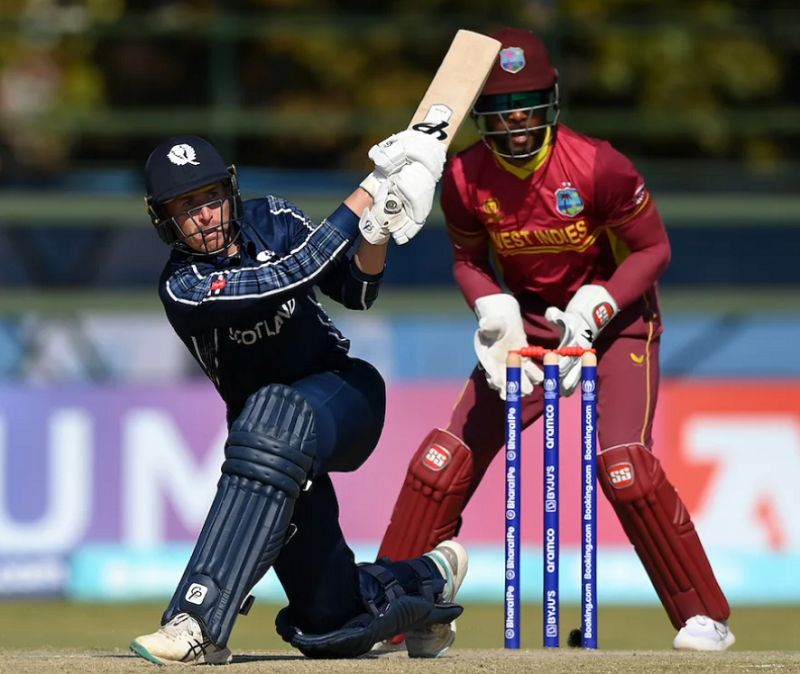 Brandon McMullen batting during the ODI match against West Indies