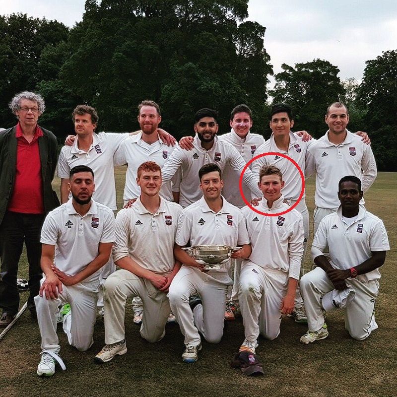 Brandon McMullen with his team after winning a match fort the Stirling County Cricket Club