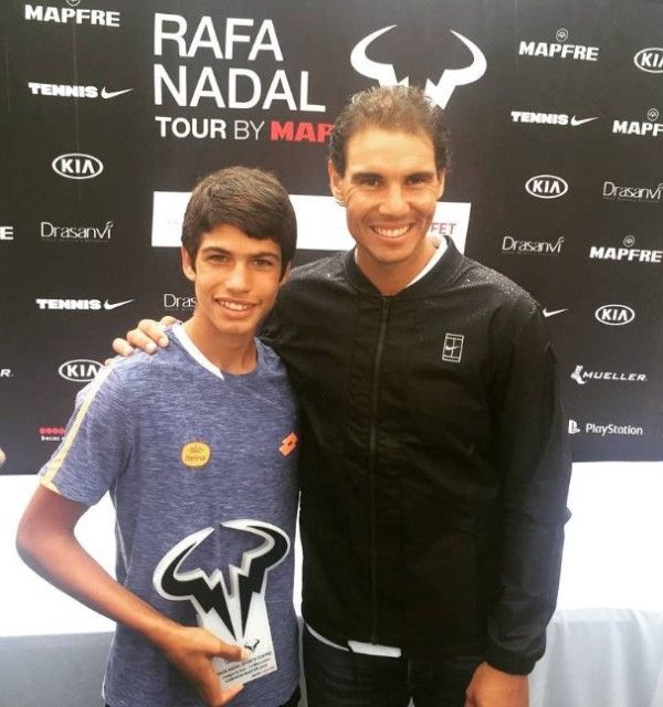 Carlos Alcaraz with Rafael Nadal (right) during his childhood