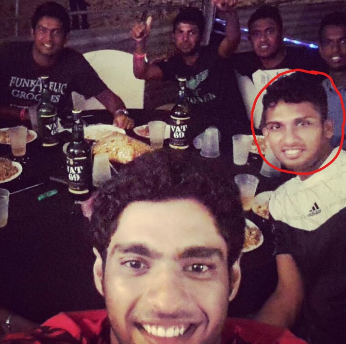 Dasun Shanaka's while enjoying alcohol with his friends