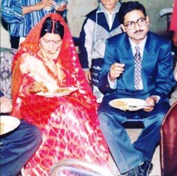 Dr Taruna Verma and Dr Vikas Divyakirti on their wedding day