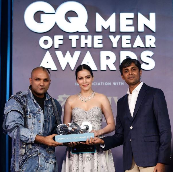 Gaurav Gupta receiving Designer of the Year Award at GQ Men of The Year Awards (2019)