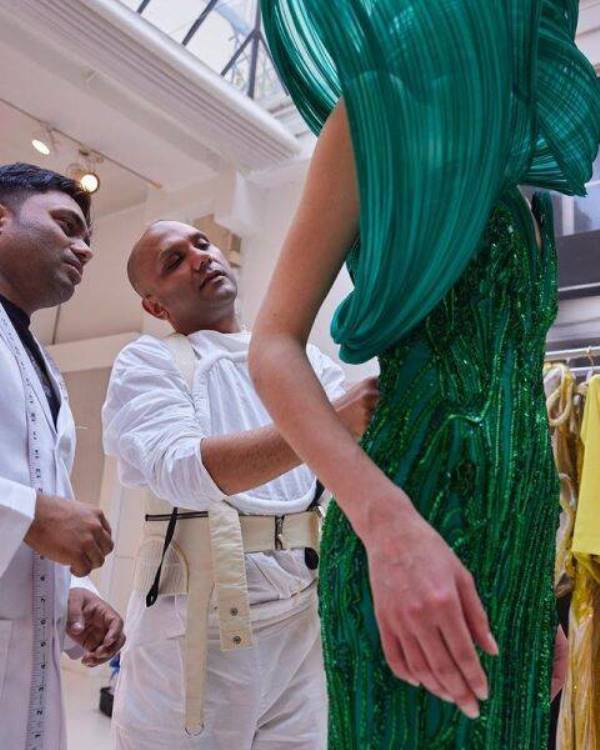 Gaurav Gupta working on his collection 'Hiranyagarbha' at Paris Couture Week 2023