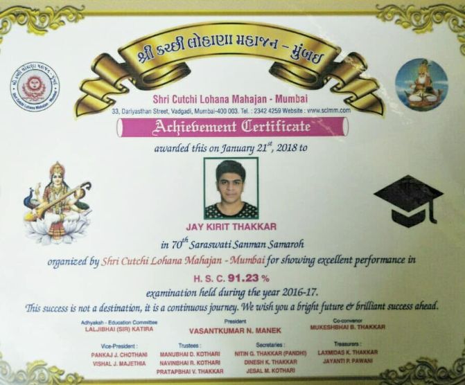 Jay Thakkar - Certificate
