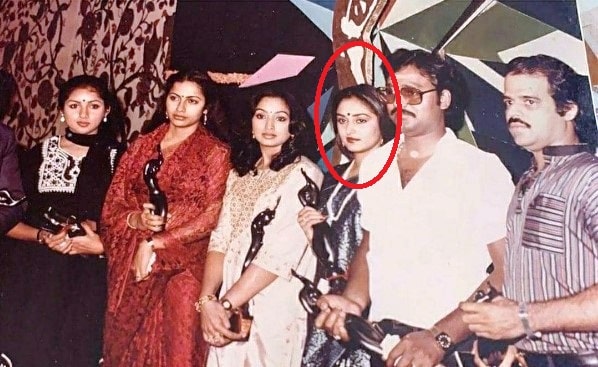 Lakshmi with her co-stars after winning the Filmfare Award in 1983