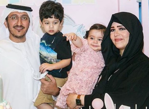 Latifa bint Mohammed Al Maktoum with her husband and two children